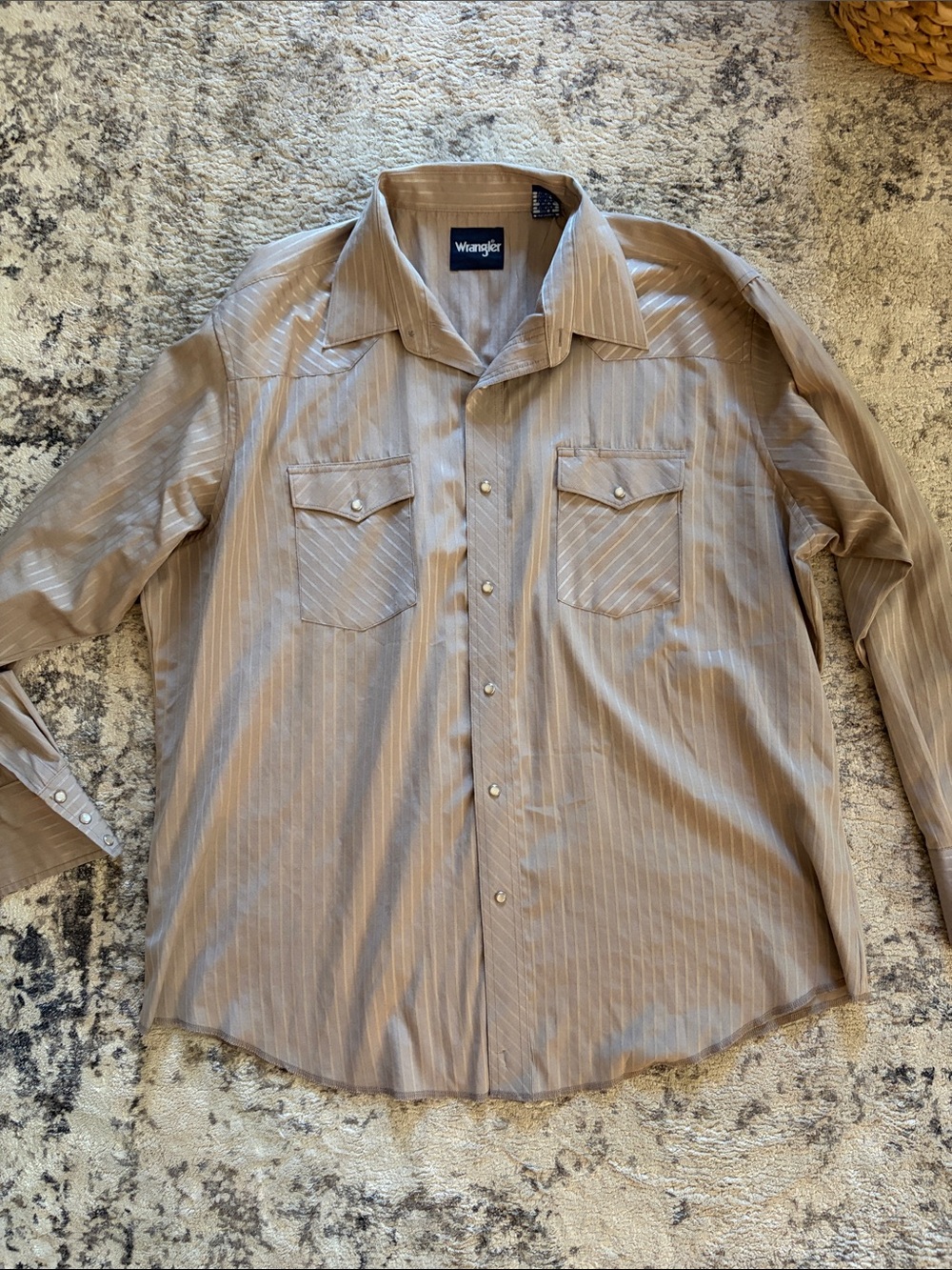 Wrangler Men’s Light Brown Pinstripe Western Button-Down Shirt